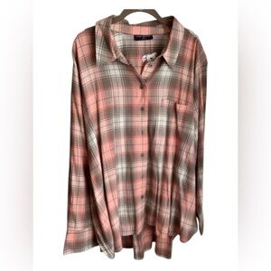 NWT-Pretty Plaid Long Sleeve Lane Bryant Plus Size 26/28 W Top